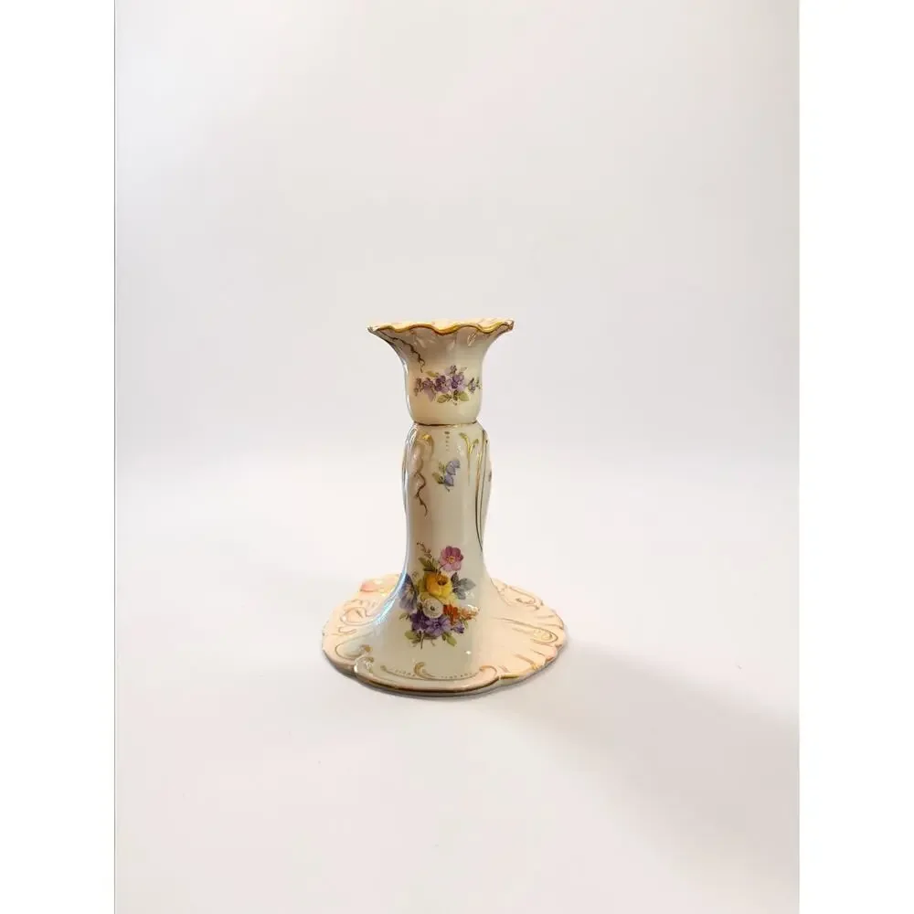 Antique Dresden Hand-Painted Porcelain Chamberstick